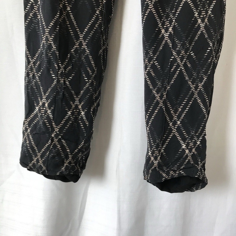 Haute Hippie | Slim Shady Silk Tapered Diamond Plaid Pants Black Size Medium - Picture 3 of 15
